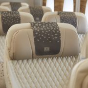 a seat with a patched up design on it