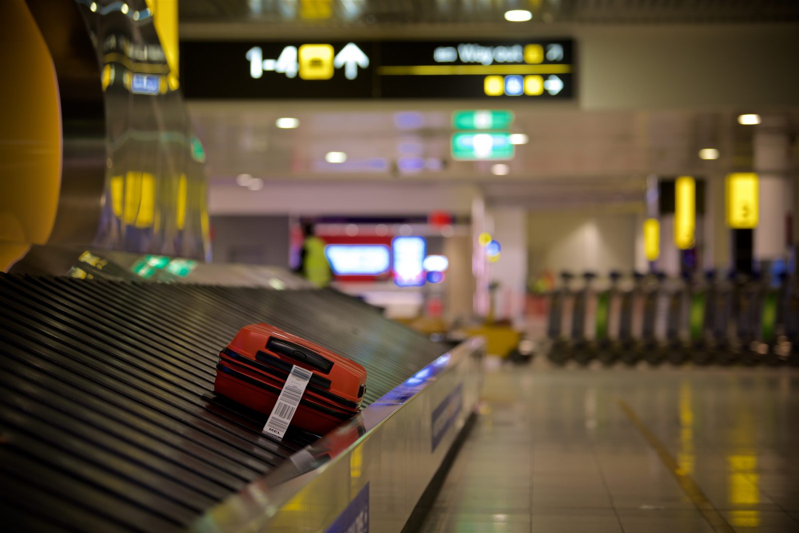 a suitcase on a conveyor belt