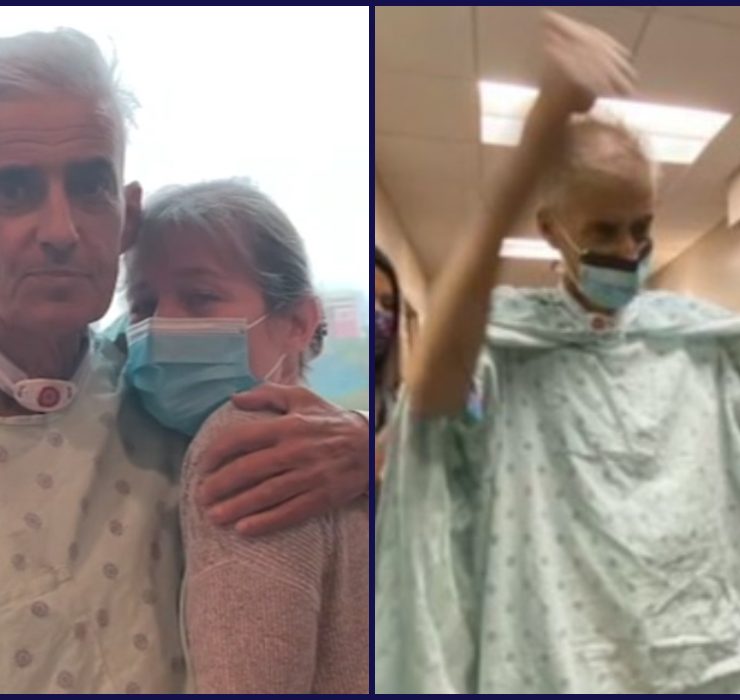 a man and a girl wearing masks