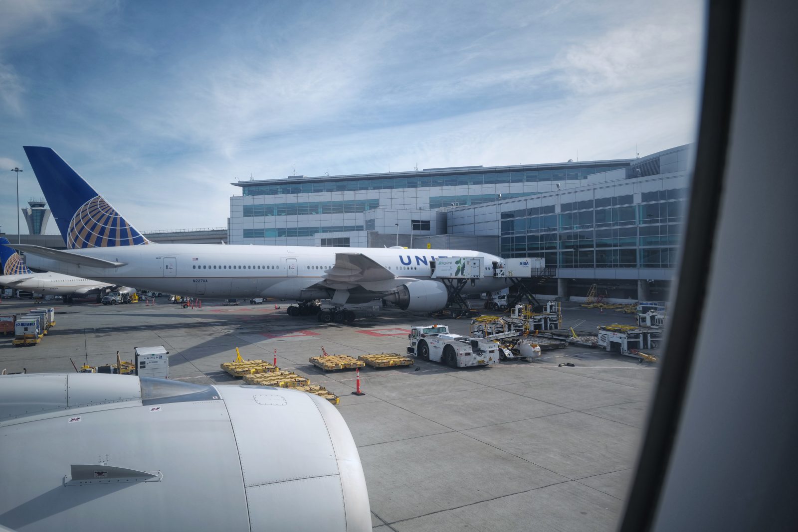 a plane parked at an airport