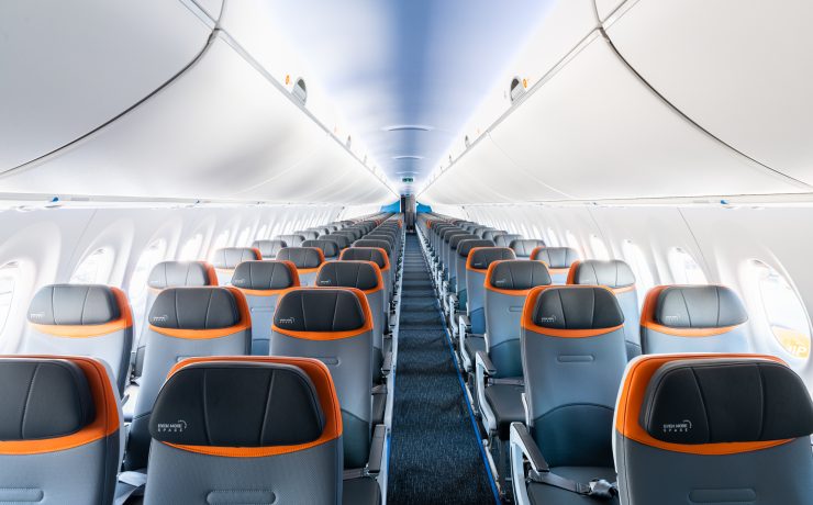 an airplane with rows of seats