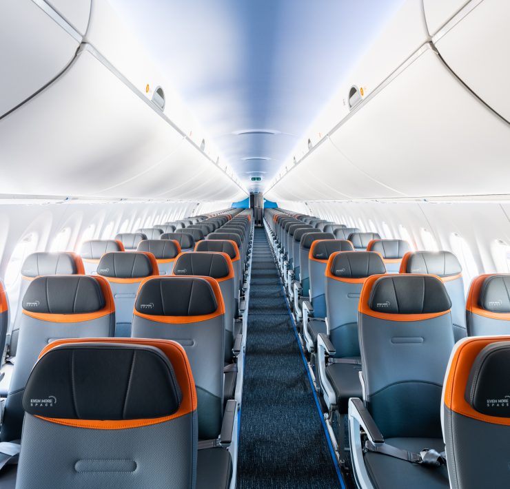 an airplane with rows of seats