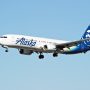 An Alaska Airlines 737 aircraft comes into land