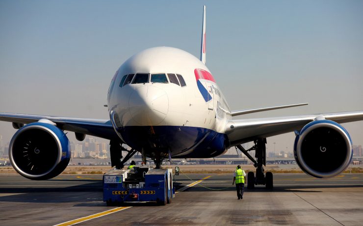 a large airplane on a runway