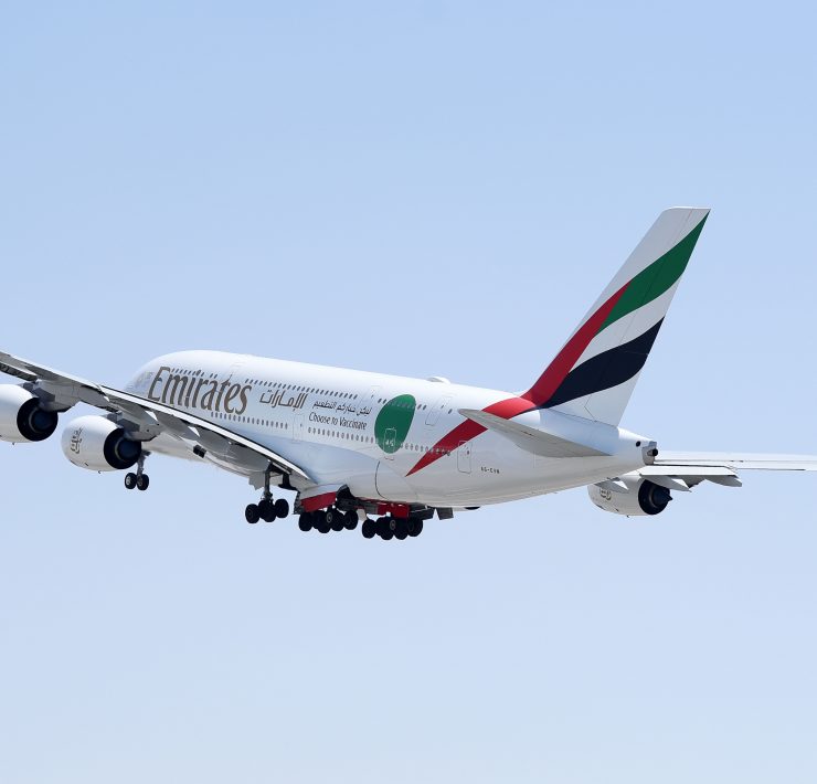 a large airplane flying in the sky