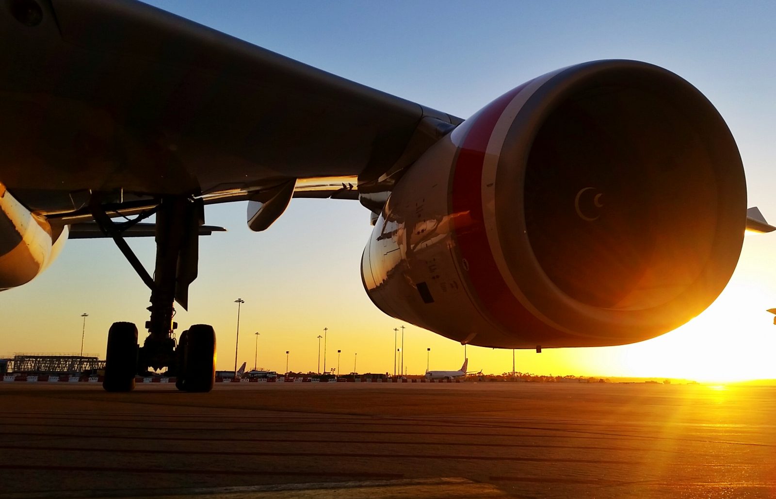 an airplane engine on a runway