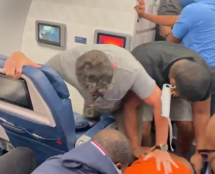 a group of people on an airplane