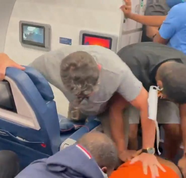 a group of people on an airplane