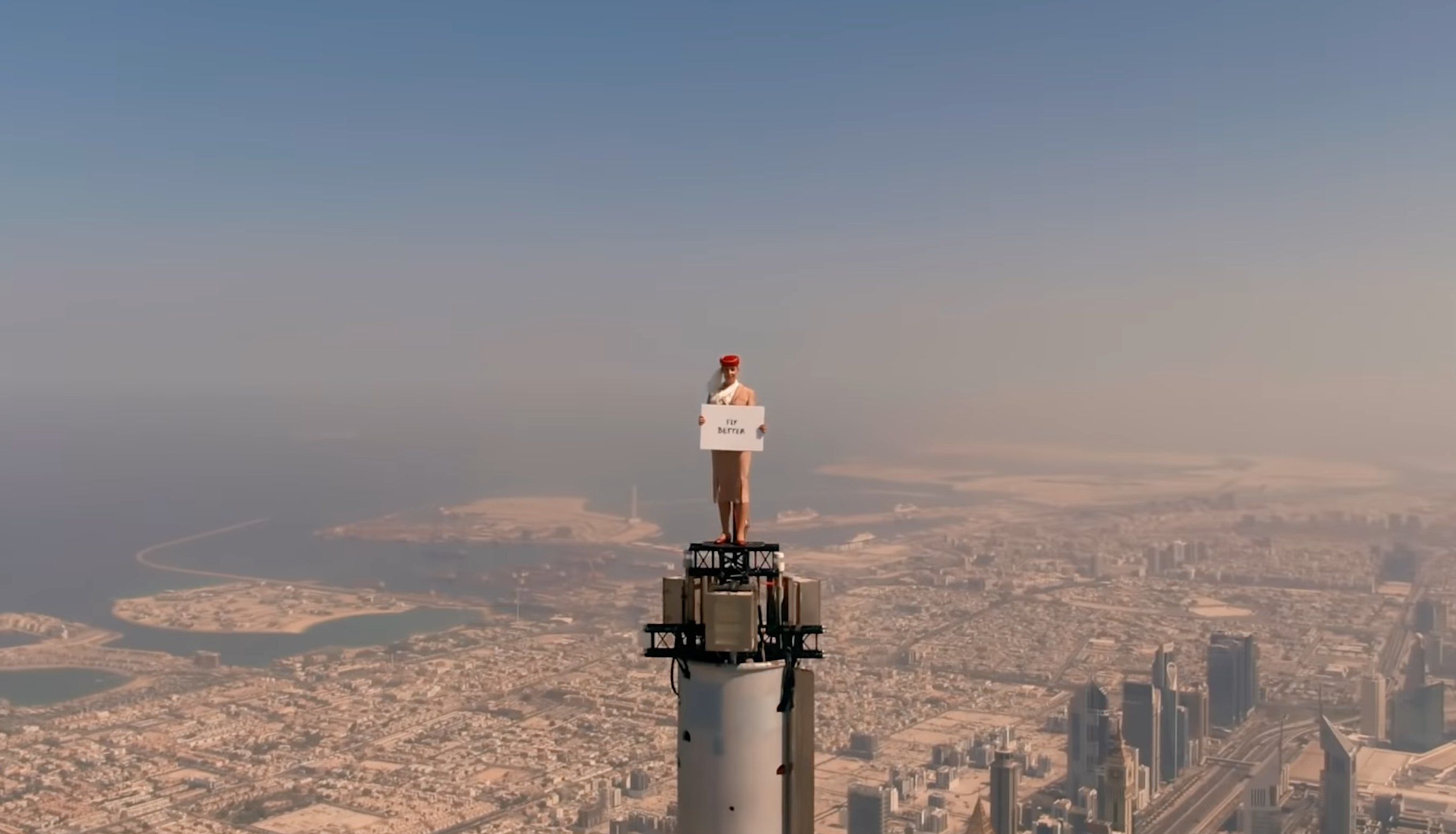 Emirates Really Put a Flight Attendant On Top of the World's Tallest Building in Crazy Marketing Stunt