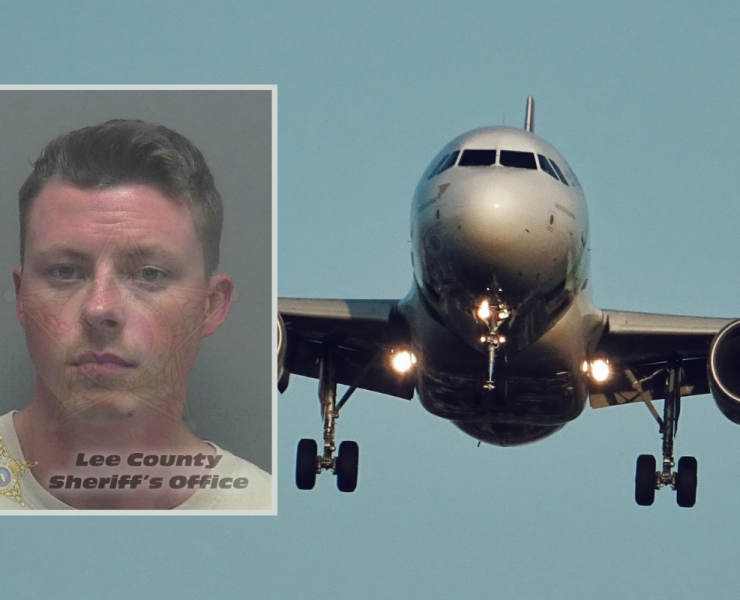 a man's face on a plane