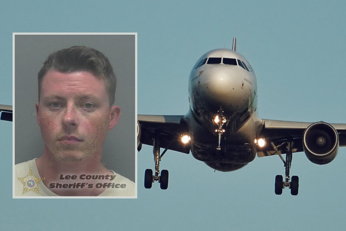 a man's face on a plane