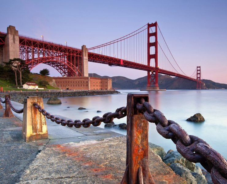 Looking out over the Golden Gate Bridge, San Francisco