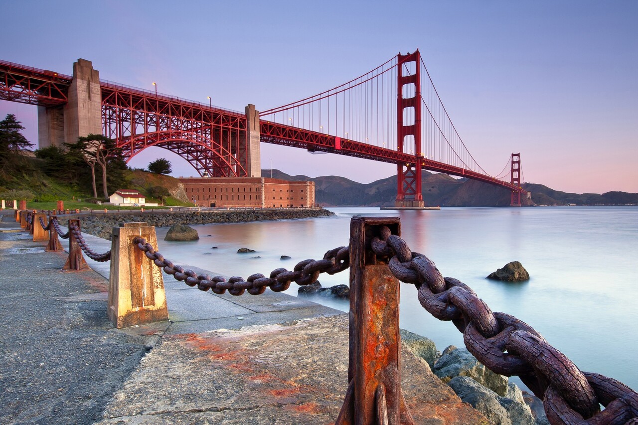 Looking out over the Golden Gate Bridge, San Francisco