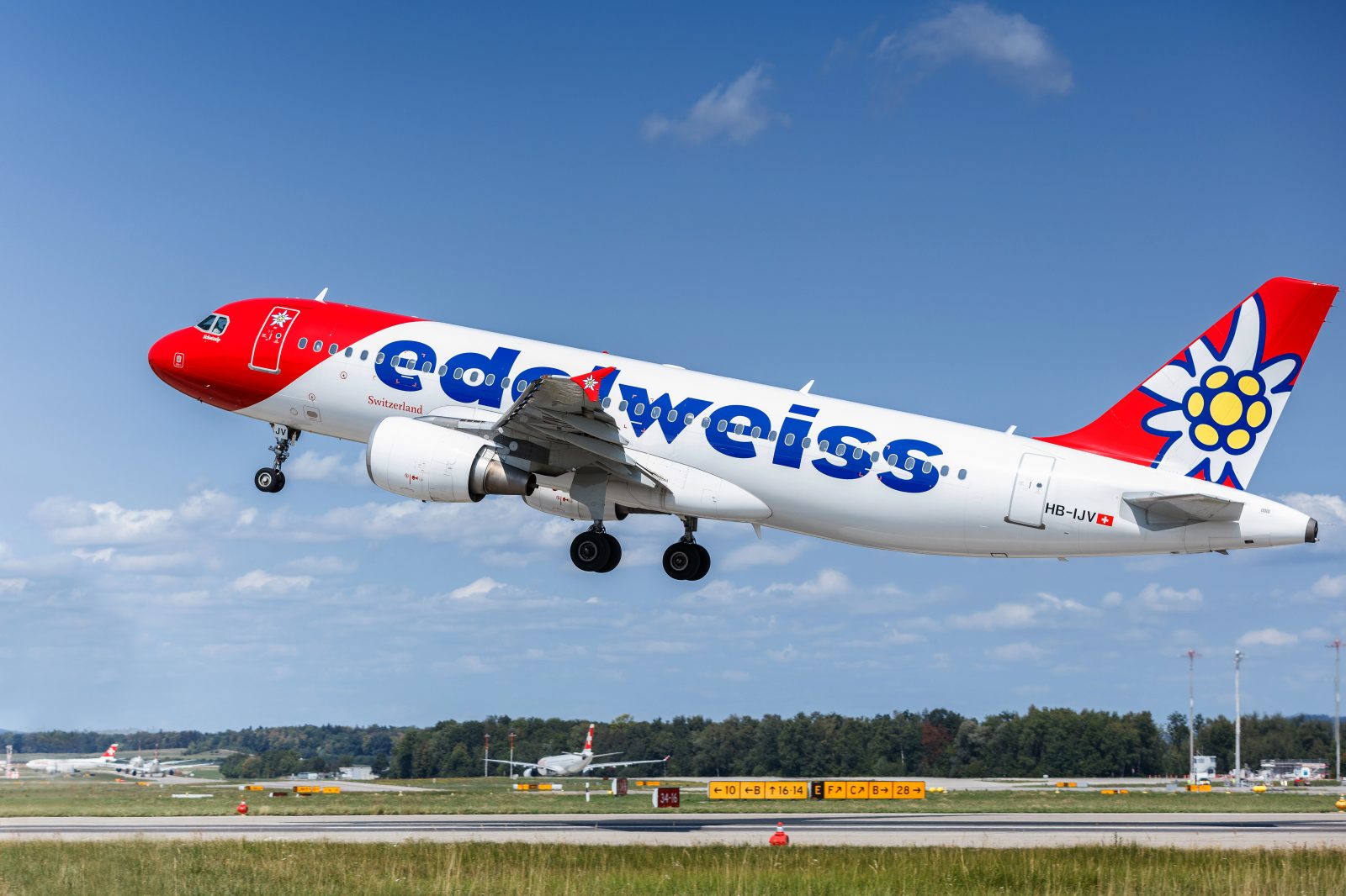 a plane taking off from a runway