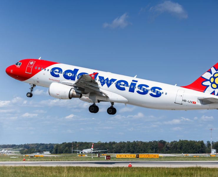 a plane taking off from a runway