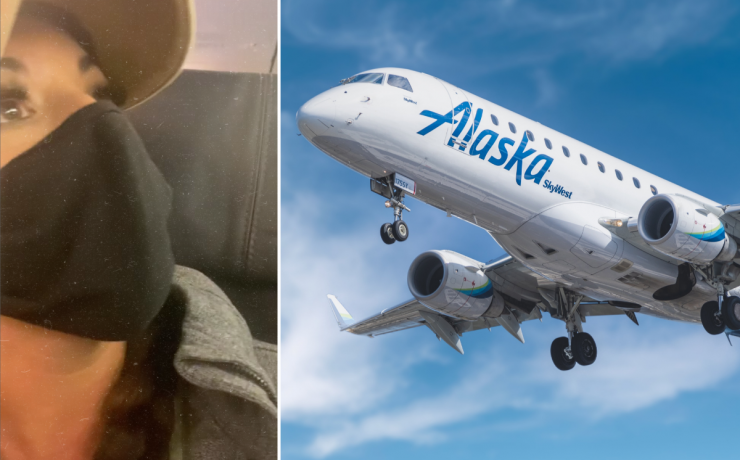 a plane with a person in the air