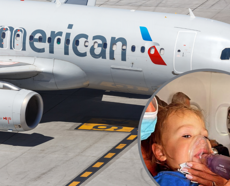 a plane with a child in the mouth