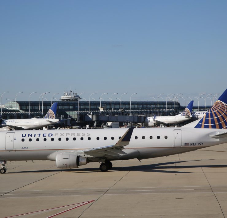 a plane on the runway