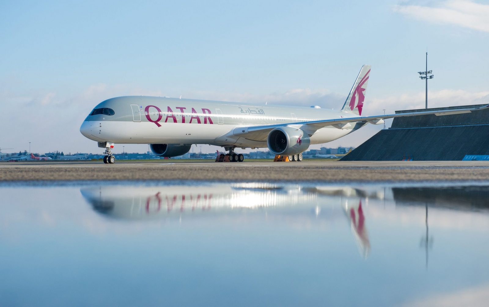 a plane on the runway