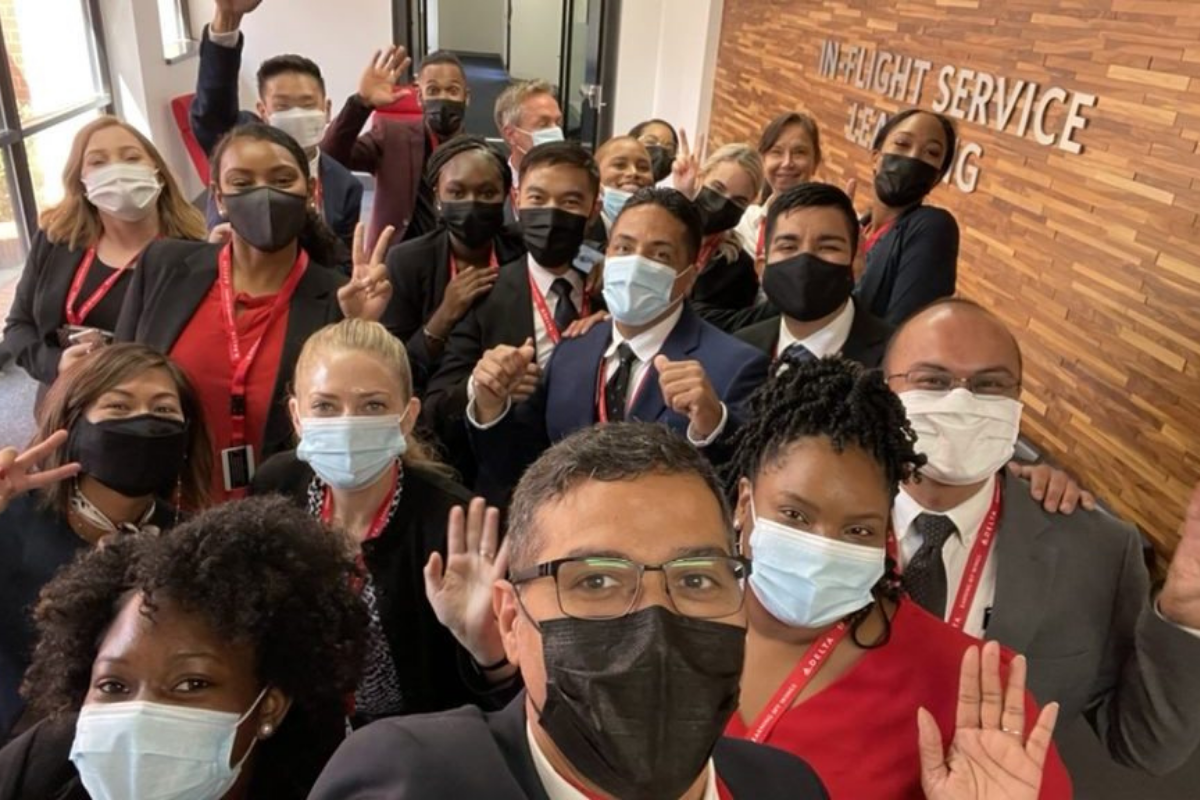 a group of people wearing face masks