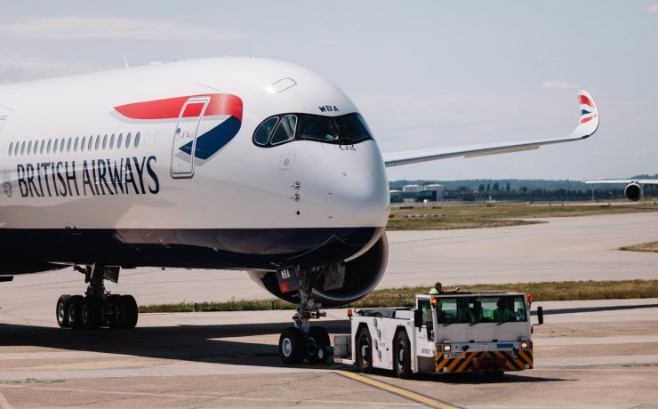 a large airplane on the runway