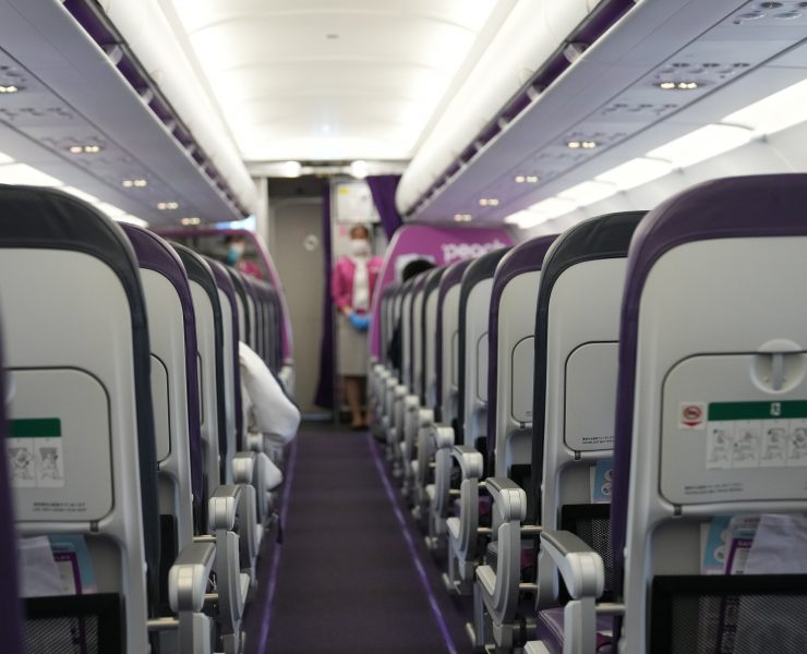 a row of seats on an airplane