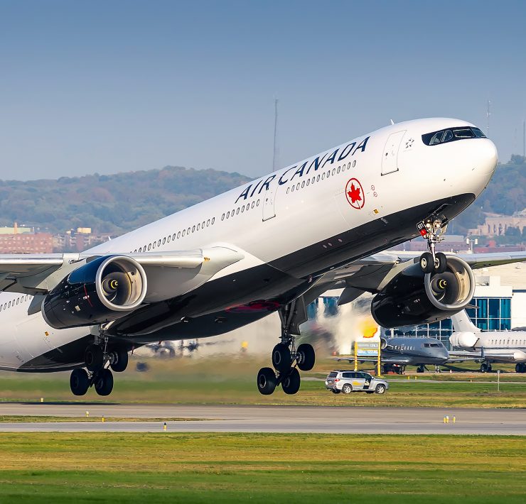 a large airplane taking off
