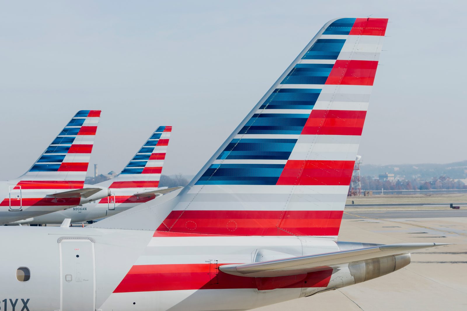 the tail fin of airplanes