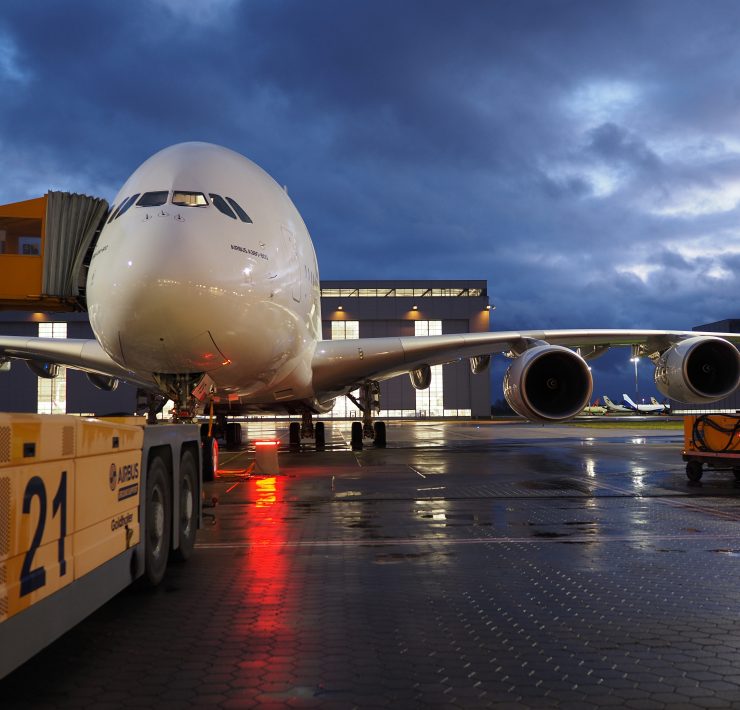 a large airplane on a runway