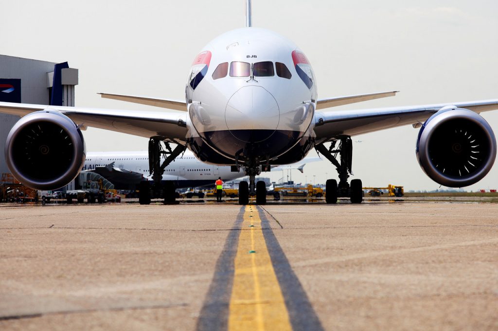 a large airplane on the runway