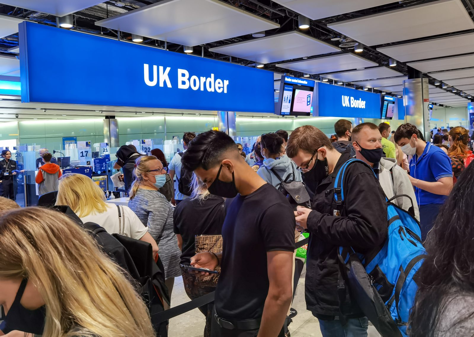 a group of people in a line