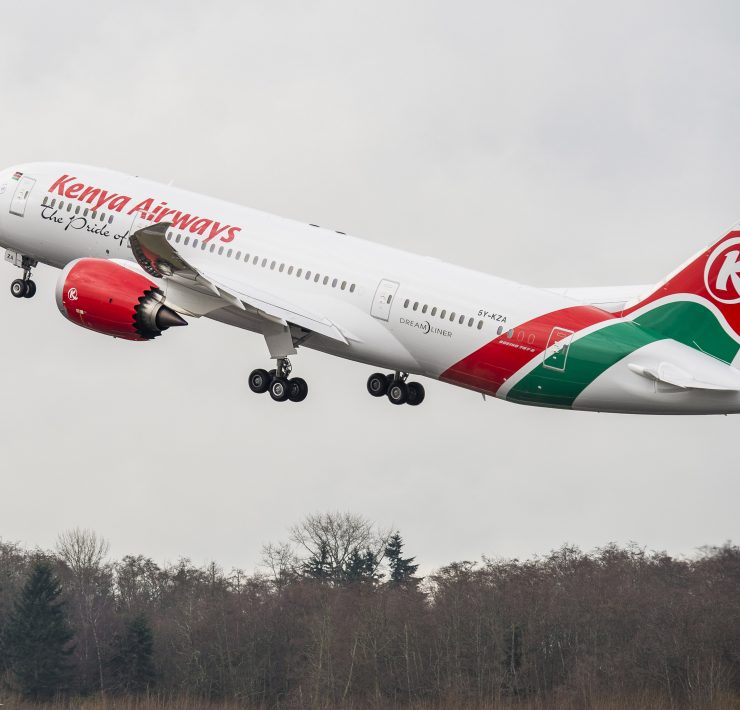 a large airplane flying in the sky