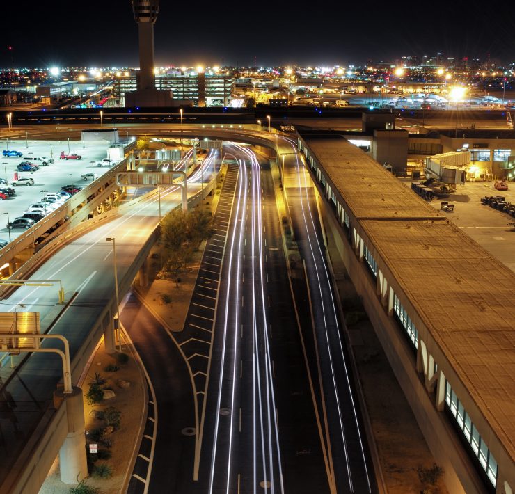 a highway with lights on it