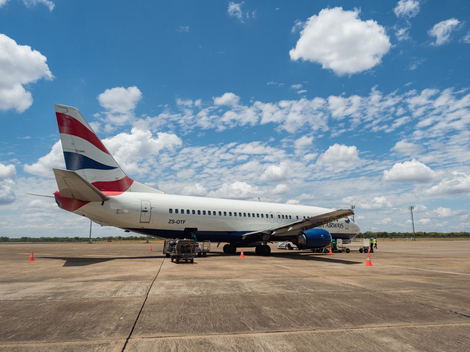 a plane on the runway