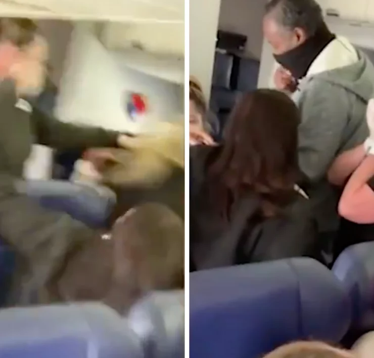 a group of people in an airplane