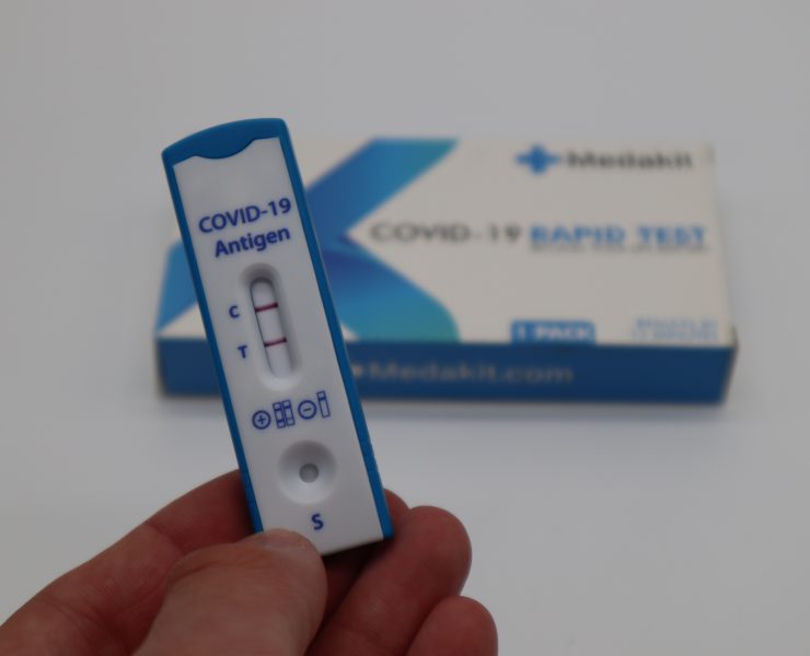 a hand holding a rapid test