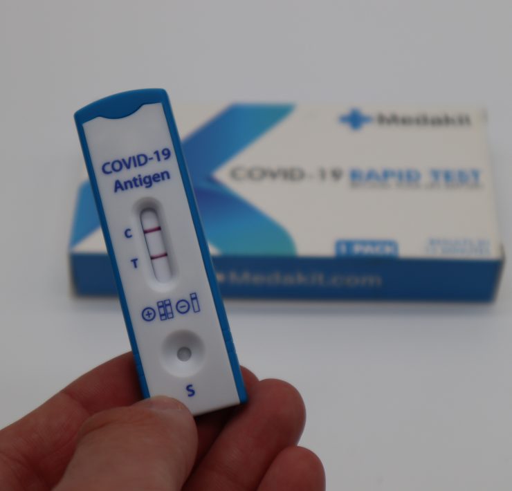 a hand holding a rapid test