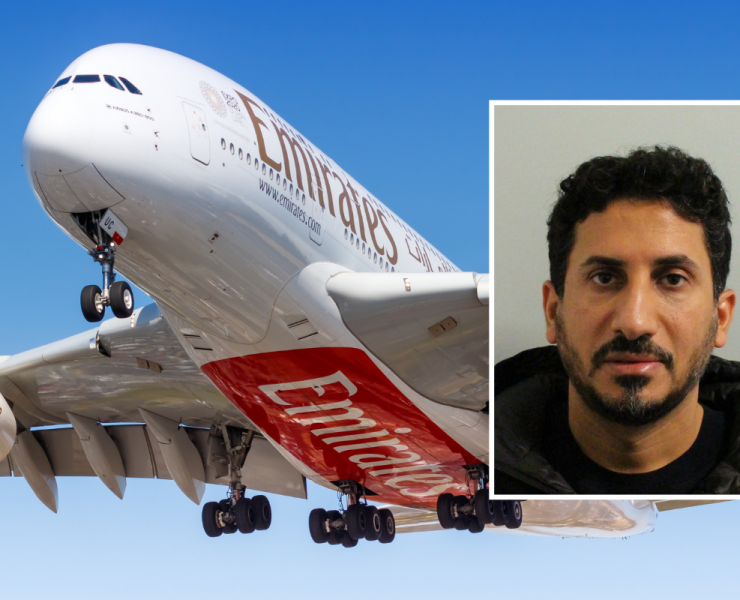 a man's face next to a plane