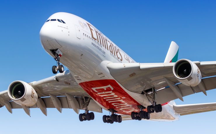 a large airplane flying in the sky