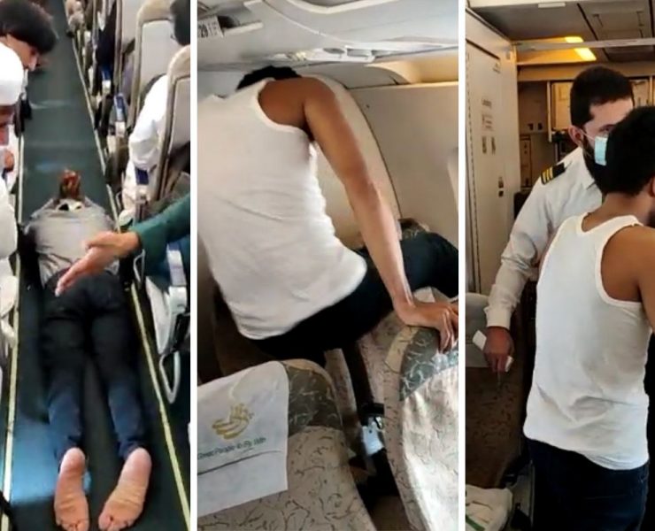 a collage of a man in a plane