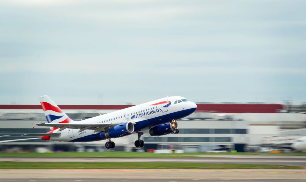 a plane taking off from a runway
