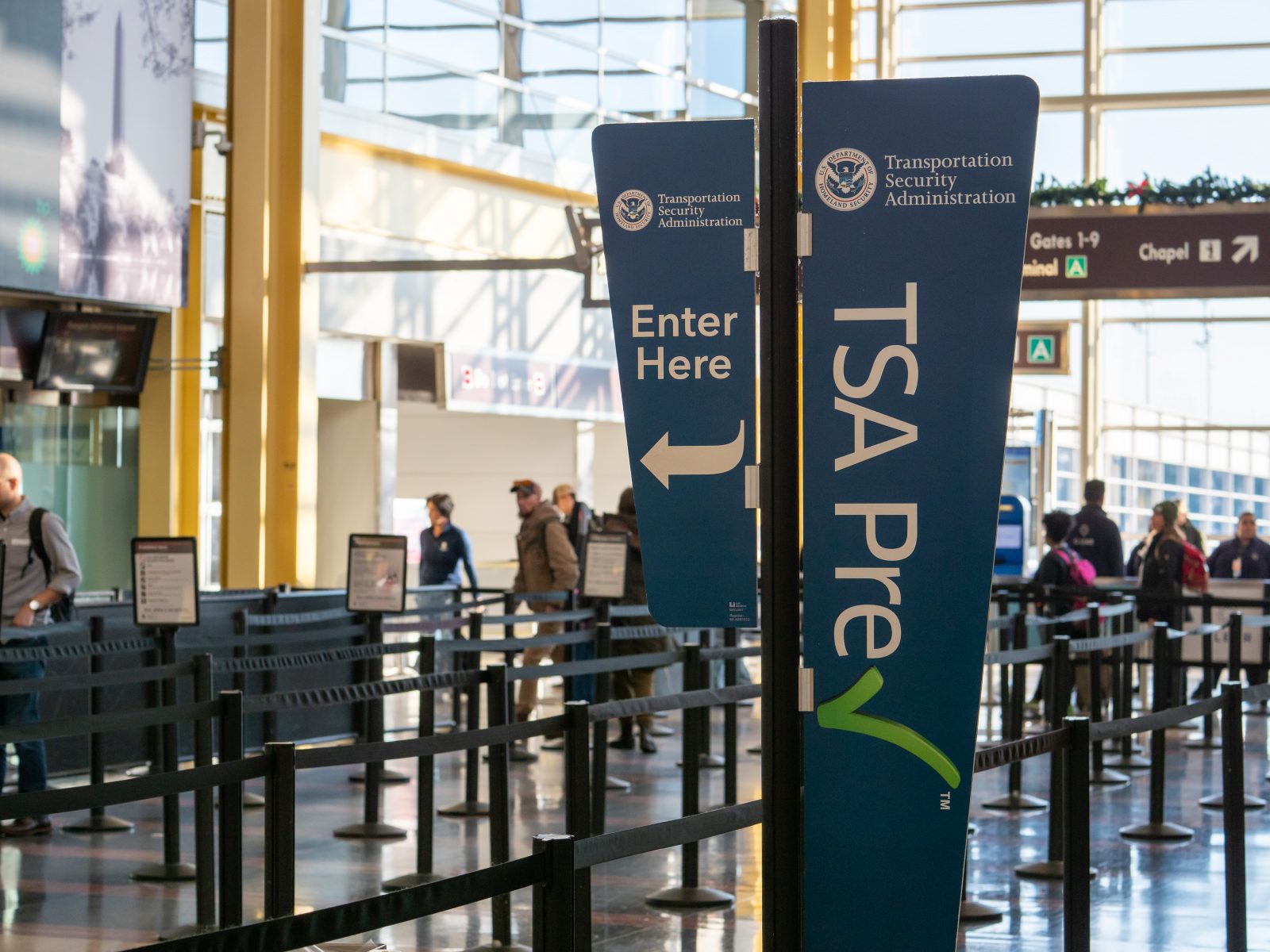 a sign in a terminal