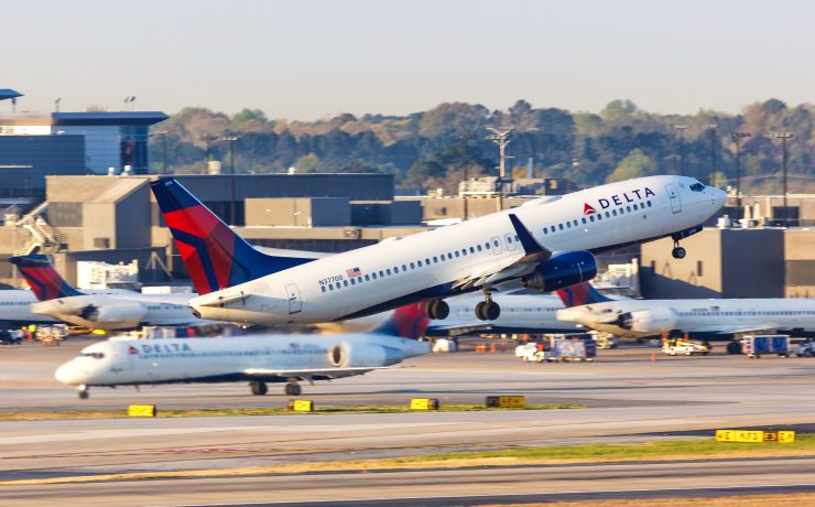 a plane taking off from a runway