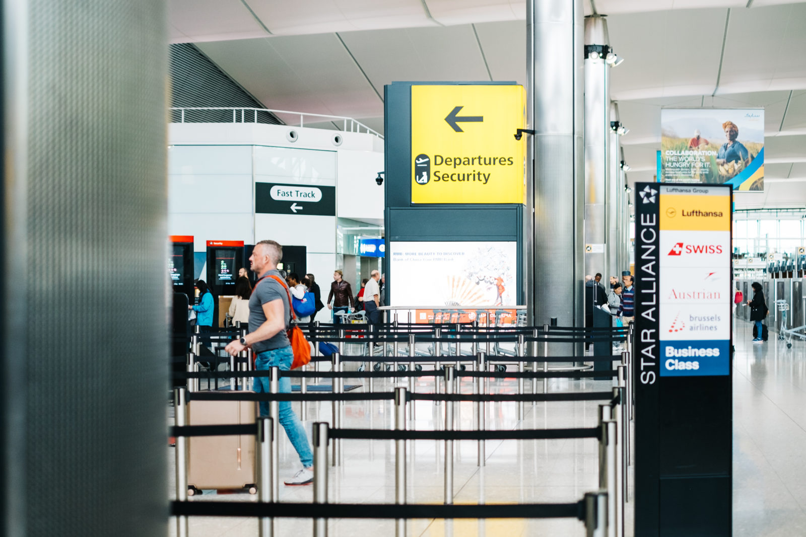 a man walking in an airport