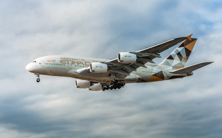 a large airplane flying in the sky