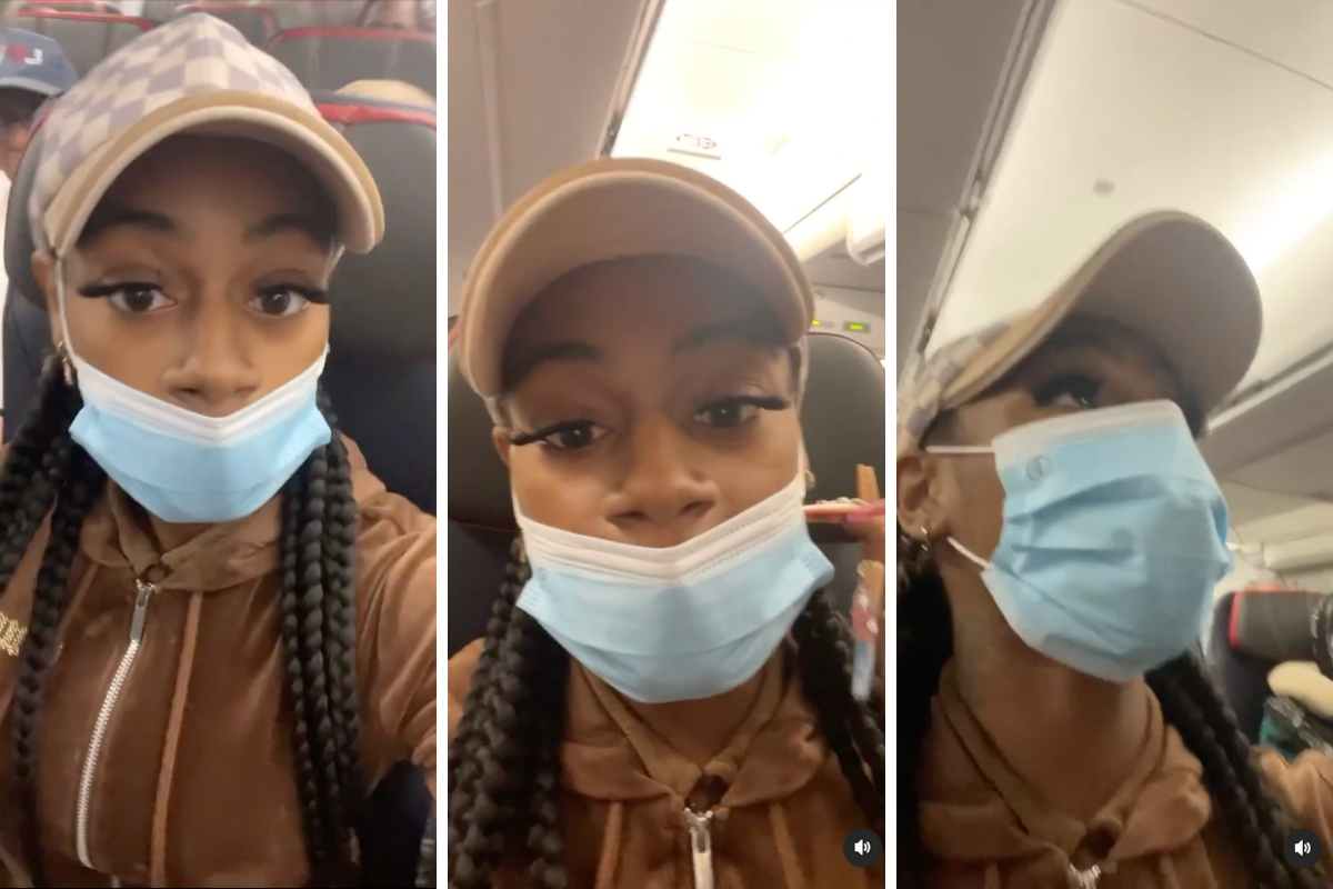 a collage of a woman wearing a mask