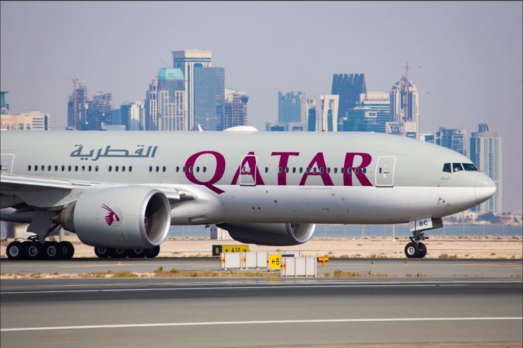 a plane on the runway