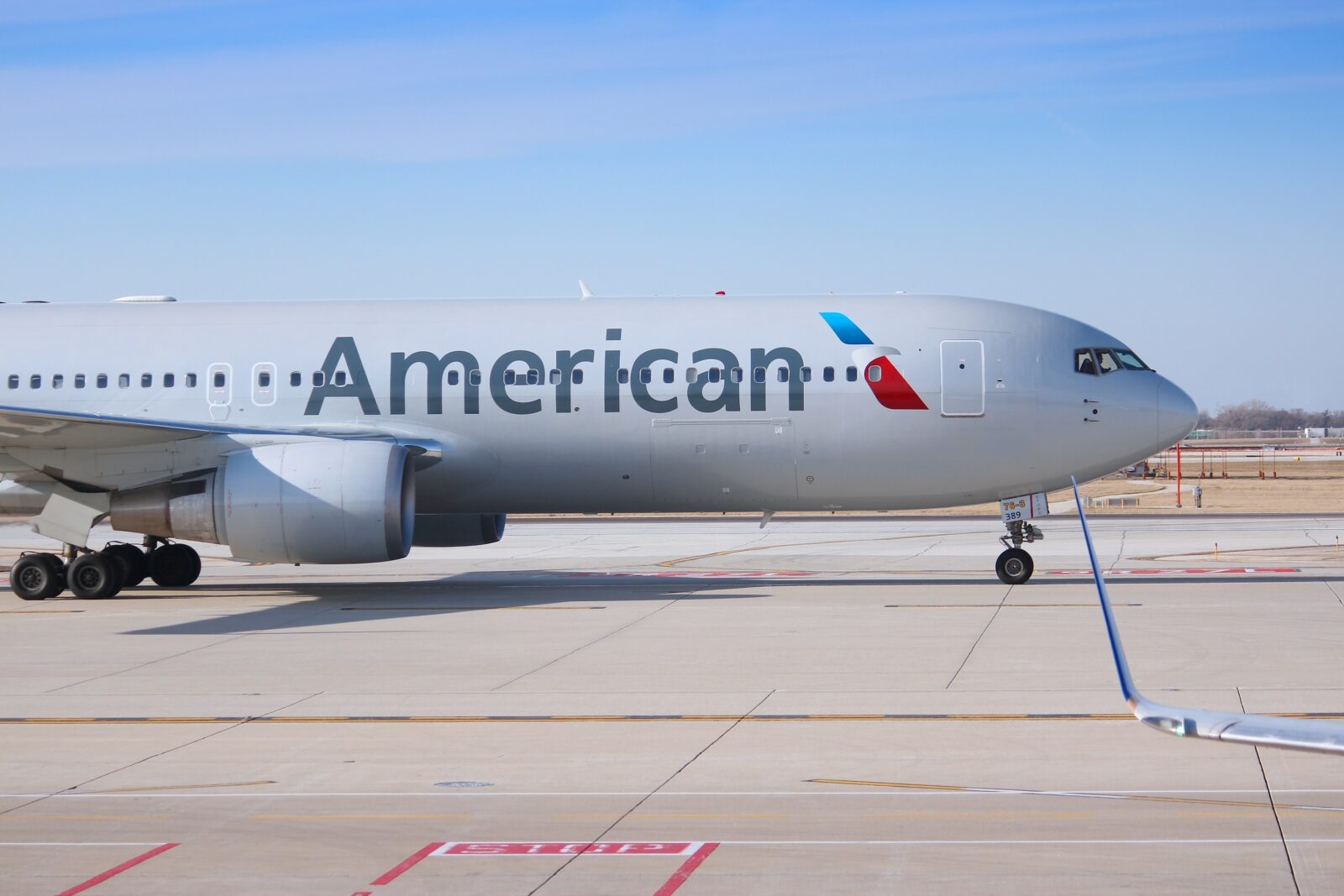 a plane on the runway