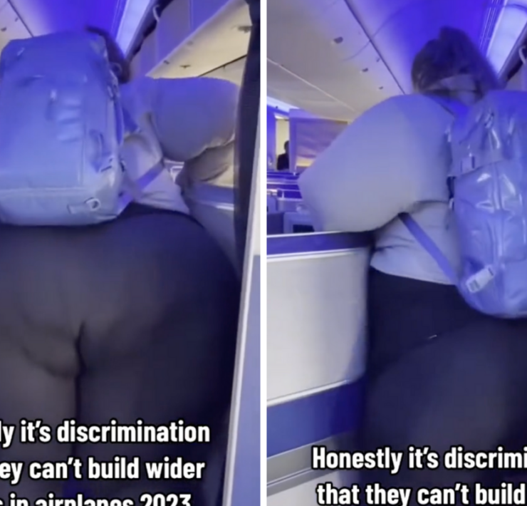 a woman with a backpack on