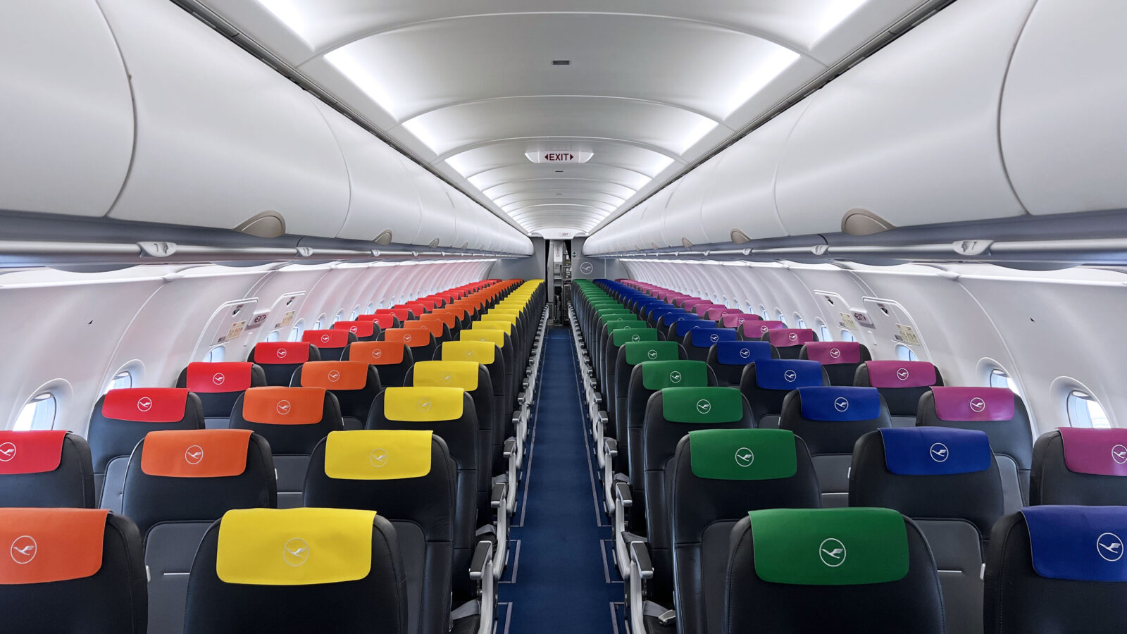a row of seats in an airplane